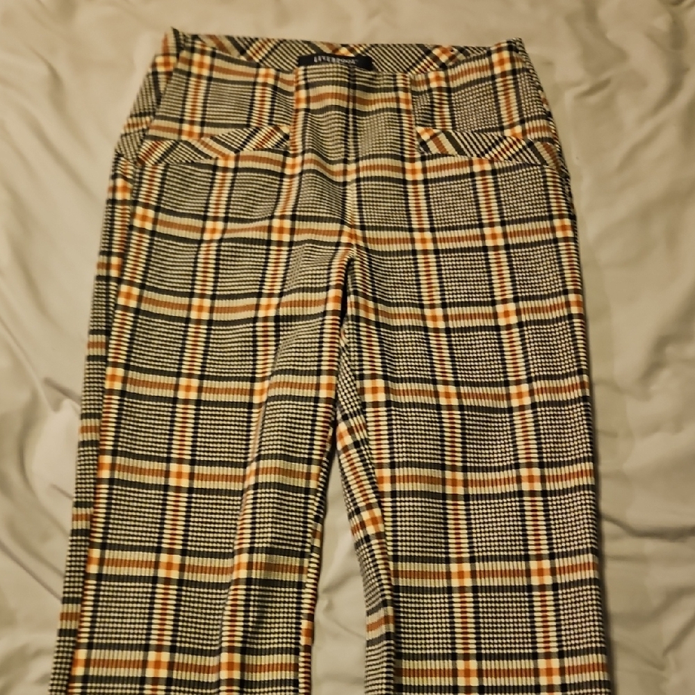 Plaid Women's Pants - Brown, Orange, Tan